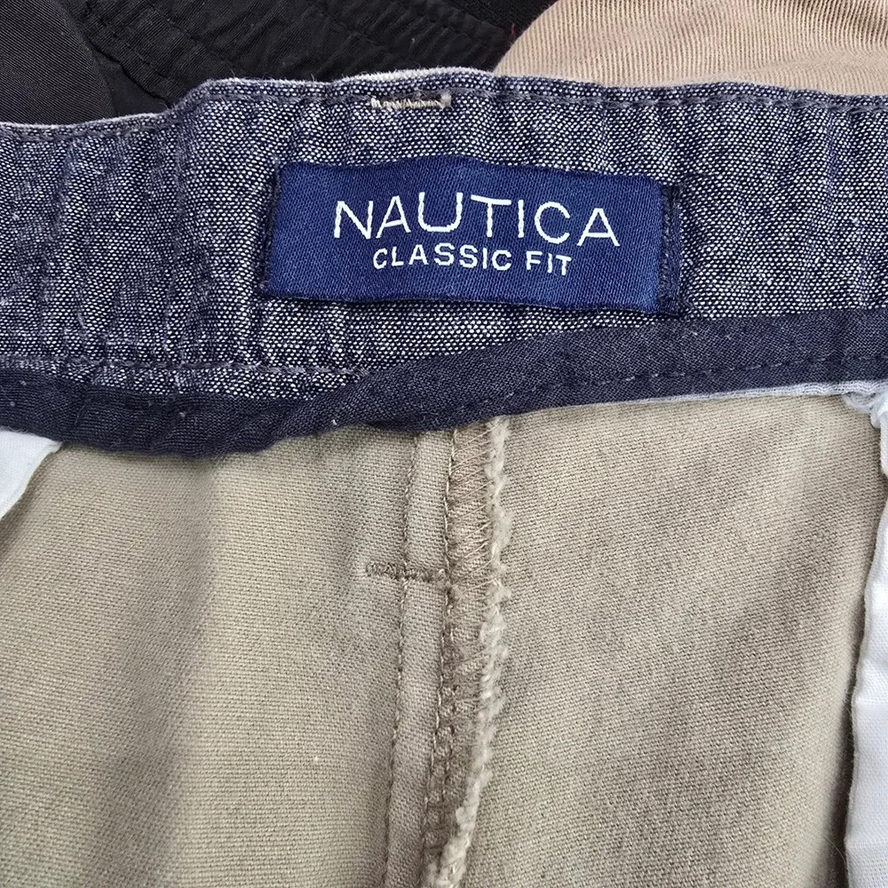 Nautica Mens 40W Classic Fit Khaki Chino Shorts Stretch Cotton Tan Flex Summer